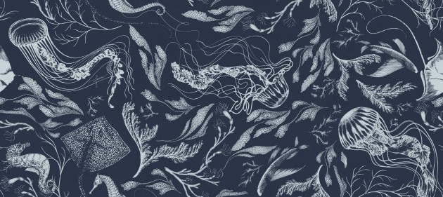 Mural Tecnografica Art Feanne Sealife NAVY