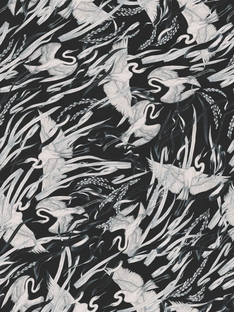 Mural Tecnografica Art Feanne Egrets BLACK