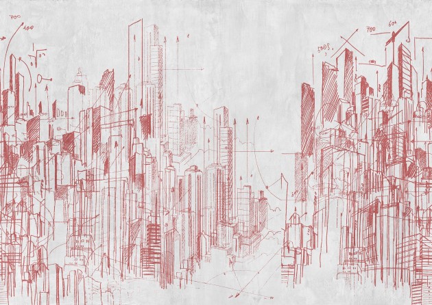 Mural Tecnografica Art The Sign Grattacieli SANGUIGNA