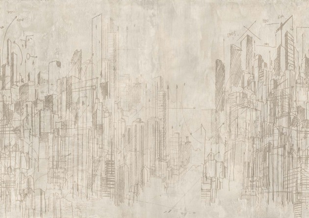 Mural Tecnografica Art The Sign Grattacieli BEIGE