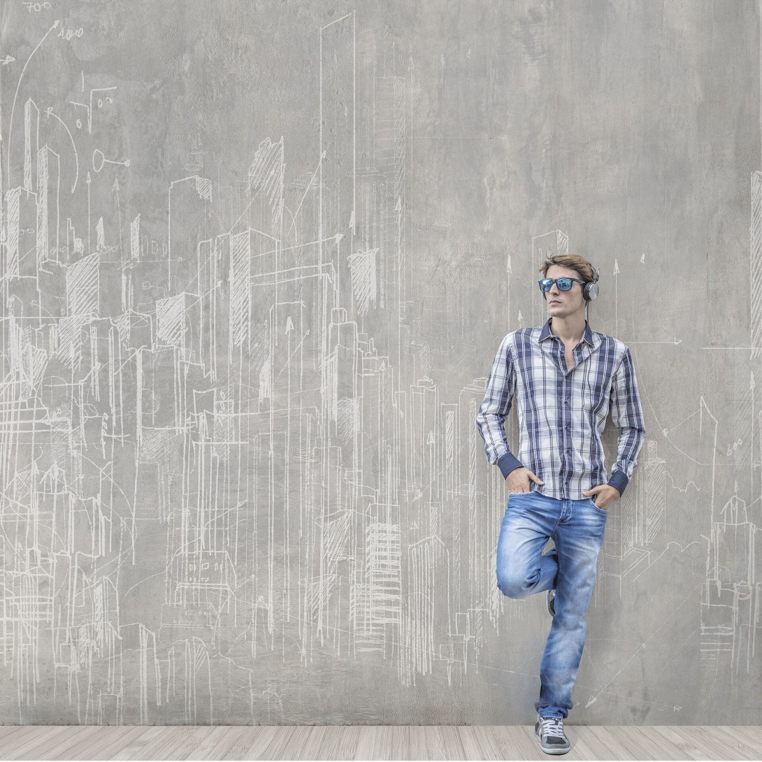 Mural Tecnografica Art The Sign Grattacieli BEIGE