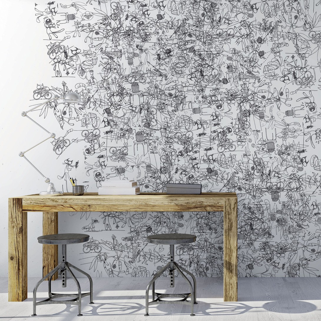 Mural Tecnografica Art The Sign Rabbicats BLACK AND WHITE