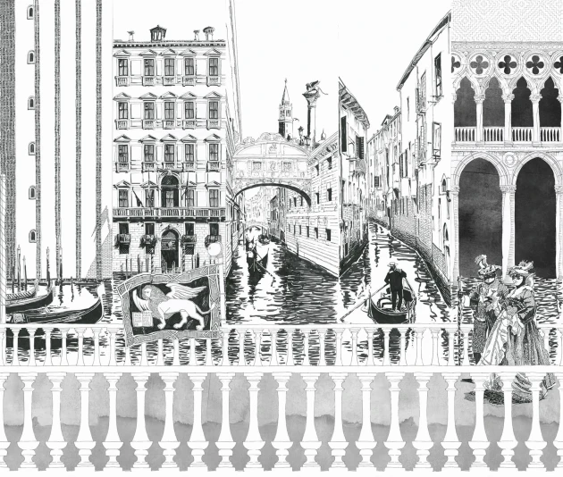 Mural Tecnografica Art Marco Fontana Venezia 73 BLACK AND WHITE