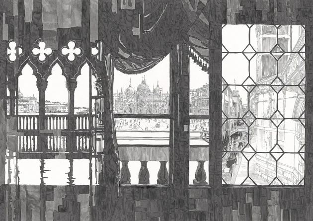 Mural Tecnografica Art Marco Fontana Venezia 146 BLACK AND WHITE
