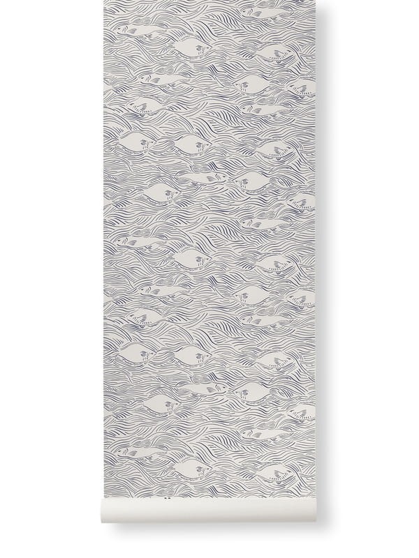 Ferm Living 1104263734 Strem Off-White - tapeta ryby
