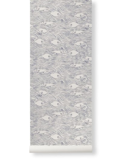 Ferm Living 1104263734 Strem Off-White - tapeta ryby