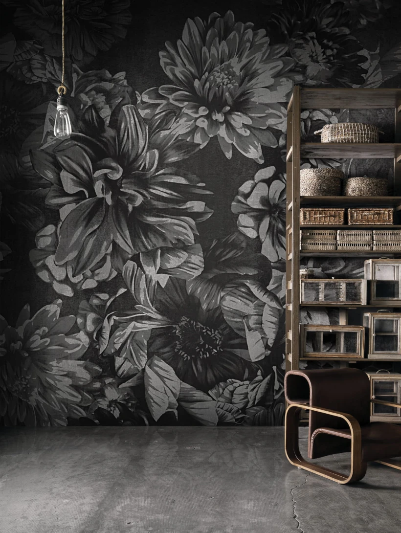 London Art 18045-03 Exclusive 18 Dark Floral - mural w kwiaty