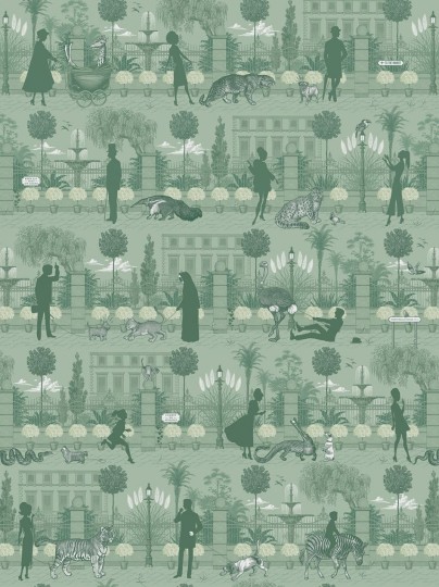 Divine Savages DVS082 Portobello Parade Park Green - tapeta w stylu artdeco