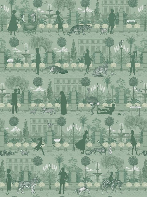 Divine Savages DVS082 Portobello Parade Park Green - tapeta w stylu artdeco