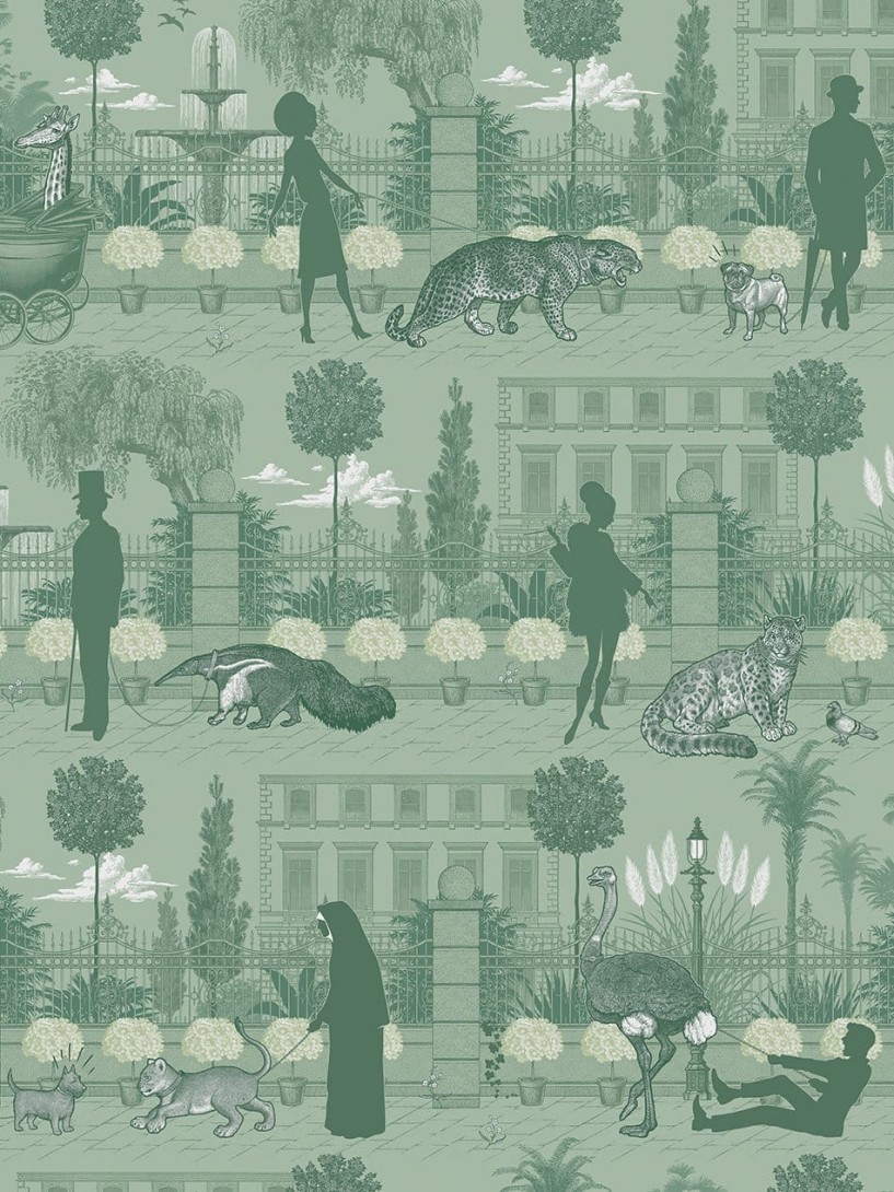 Divine Savages DVS082 Portobello Parade Park Green - tapeta w stylu artdeco