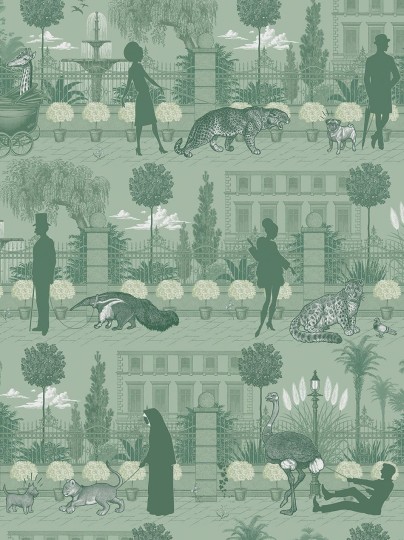 Divine Savages DVS082 Portobello Parade Park Green - tapeta w stylu artdeco