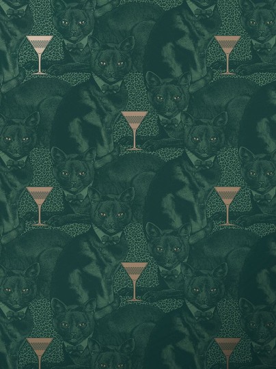 Divine Savages DVS077 Cat-titude Green Envy - tapeta w koty
