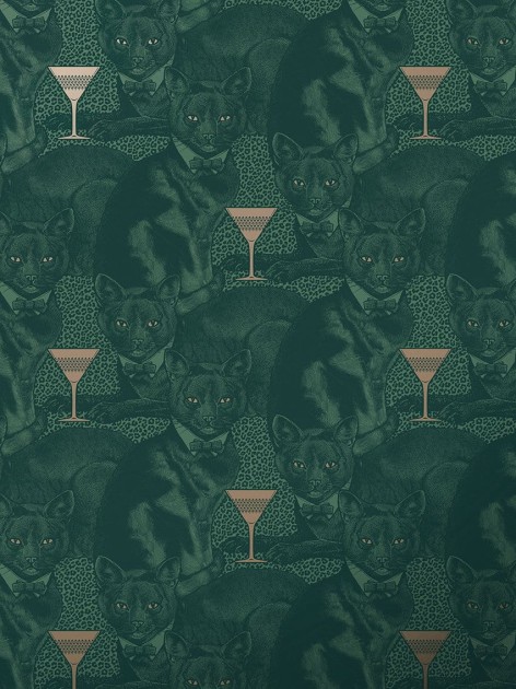 Divine Savages DVS077 Cat-titude Green Envy - tapeta w koty