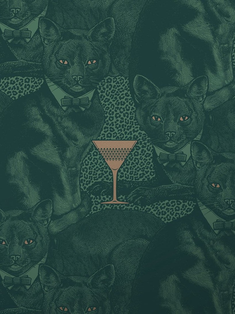 Divine Savages DVS077 Cat-titude Green Envy - tapeta w koty