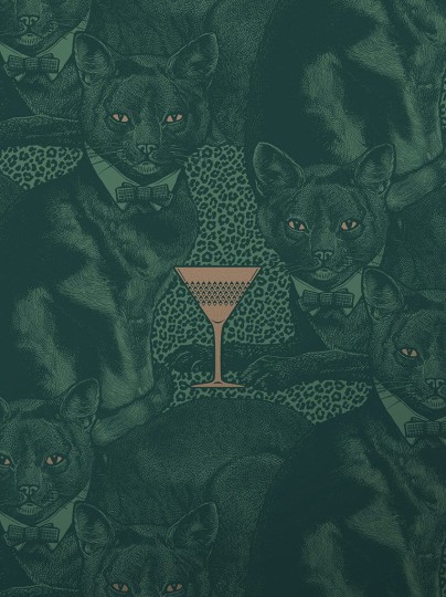 Divine Savages DVS077 Cat-titude Green Envy - tapeta w koty