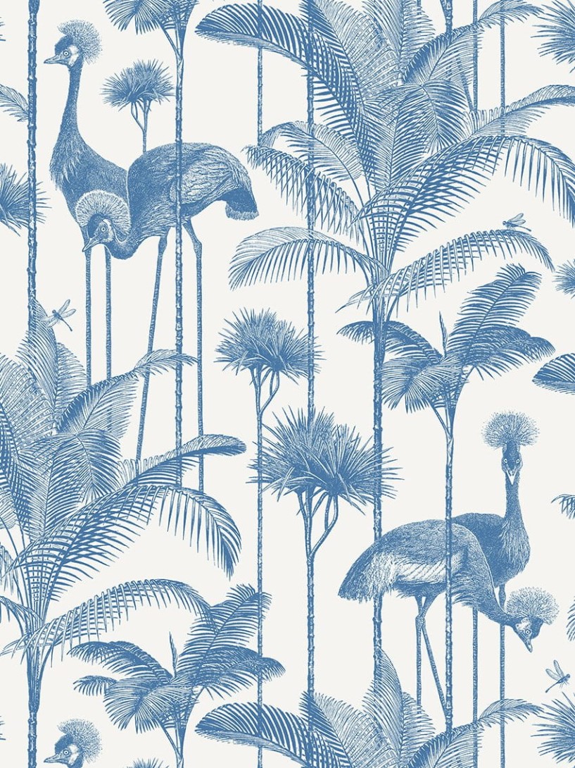 Divine Savages DVS071 Crane Fonda Ecru Blue - tapeta w żurawie