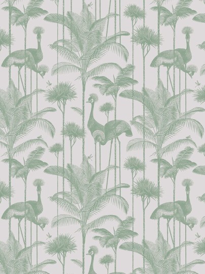 Divine Savages DVS074 Crane Fonda Palm Green - tapeta w żurawie