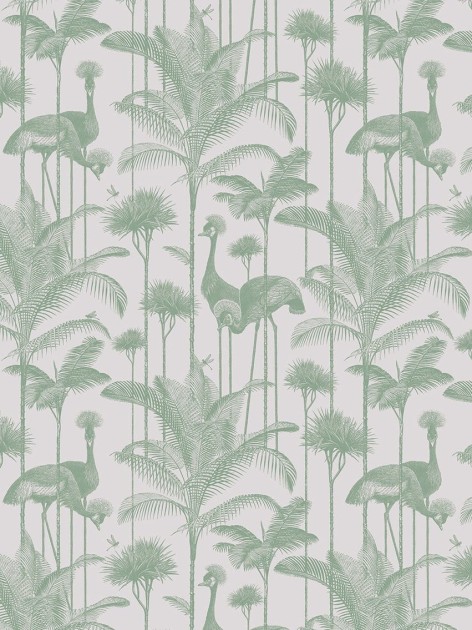 Divine Savages DVS074 Crane Fonda Palm Green - tapeta w żurawie