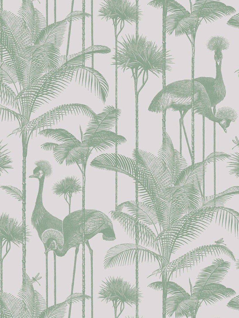 Divine Savages DVS074 Crane Fonda Palm Green - tapeta w żurawie