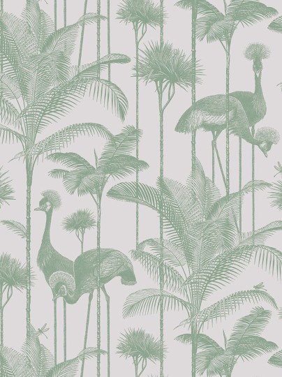 Divine Savages DVS074 Crane Fonda Palm Green - tapeta w żurawie