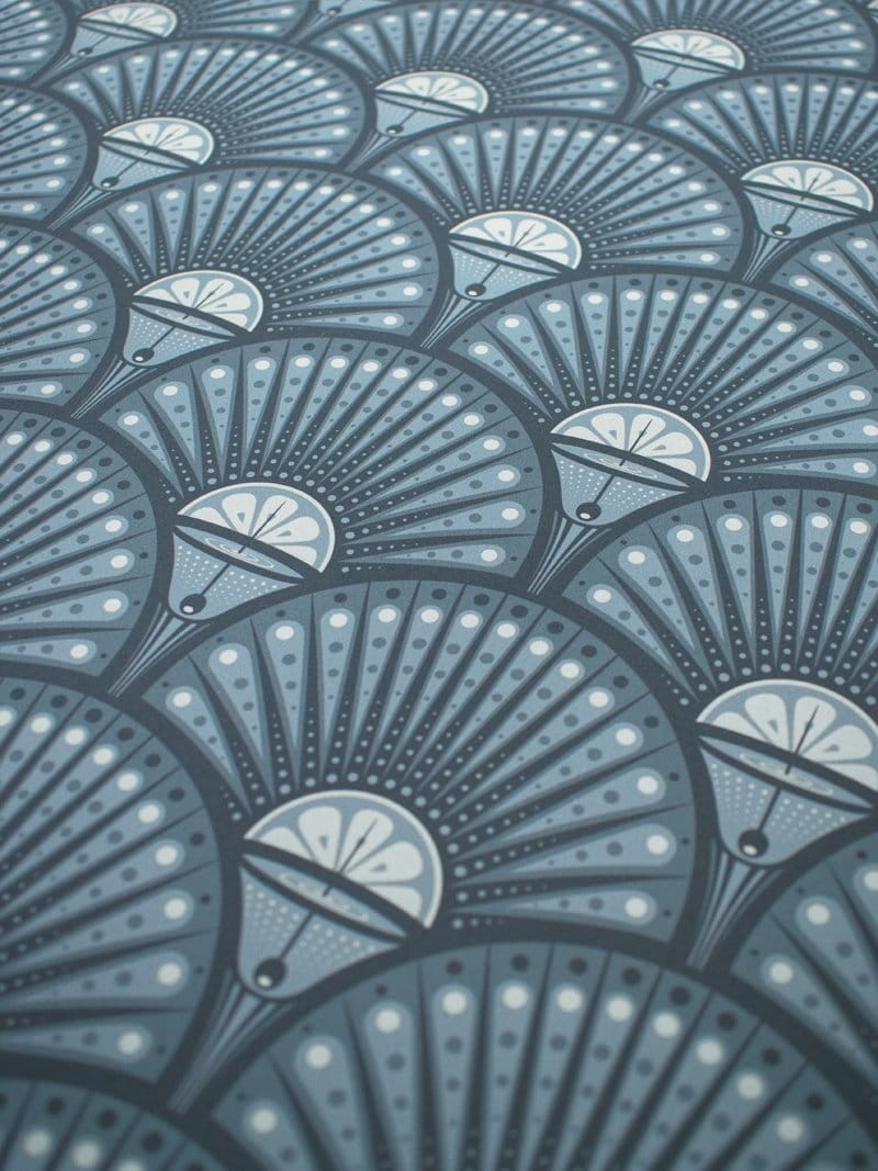 Divine Savages DVS028 Deco Martini Powder Blue - tapeta wachlarze art-deco