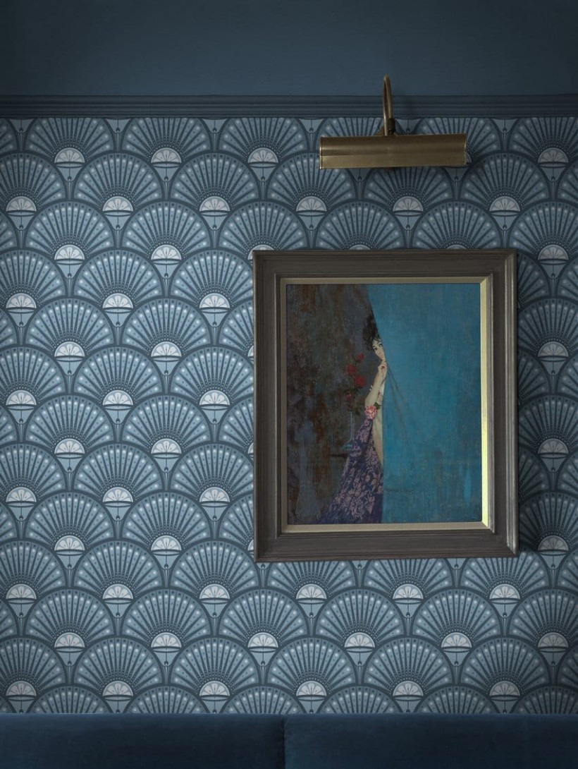 Divine Savages DVS028 Deco Martini Powder Blue - tapeta wachlarze art-deco