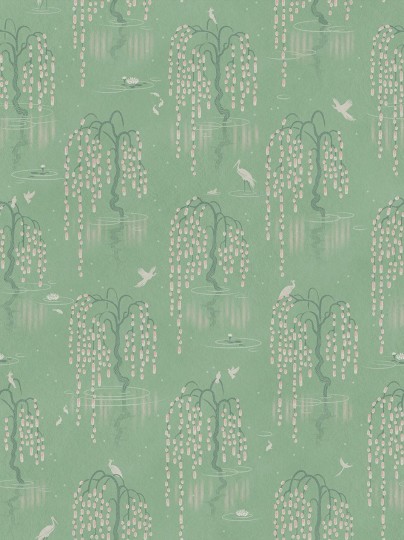 Divine Savages DVS098 Kyoto Blossom Willow Green - tapeta z motywem parku
