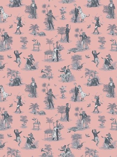 Divine Savages DVS102 Safari Soiree Primrose Pink - tapeta w zwierzęta art-deco