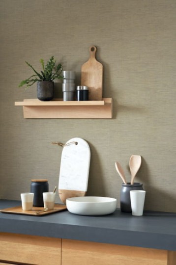 Casadeco Tissage 85847557 Five O'clock Plain - tapeta szary eukaliptus