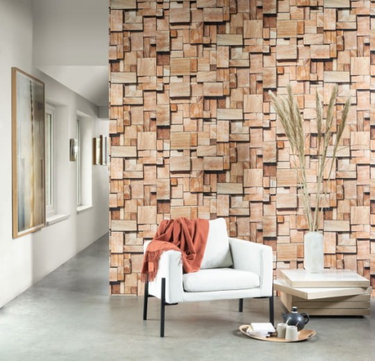 Casadeco 86082548 Beauty Full Image 2 CAD Woods Panoramique Cubes - mural kostki