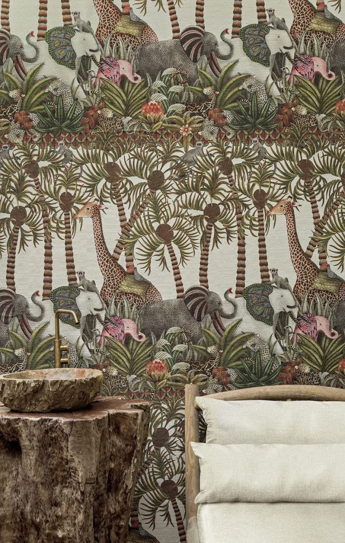 Cole & Son Ardmore - Jabula 119/11047 Letaba March Grasscloth - tapeta zwierzęta