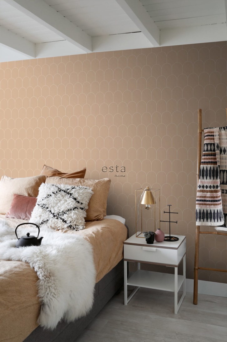 Tapeta Esta Art Deco 139203 Motif Peach Pink and Gold