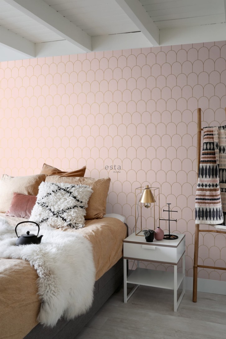 Tapeta Esta Art Deco 139201 Motif Soft Pink and Gold