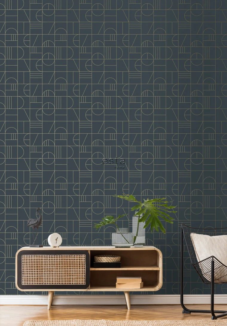 Tapeta Esta Art Deco 139210 Motif Dark Blue and Gold
