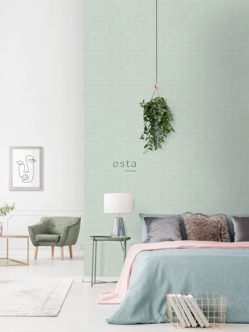 Tapeta Esta Art Deco 139209 Motif Mint Green and White