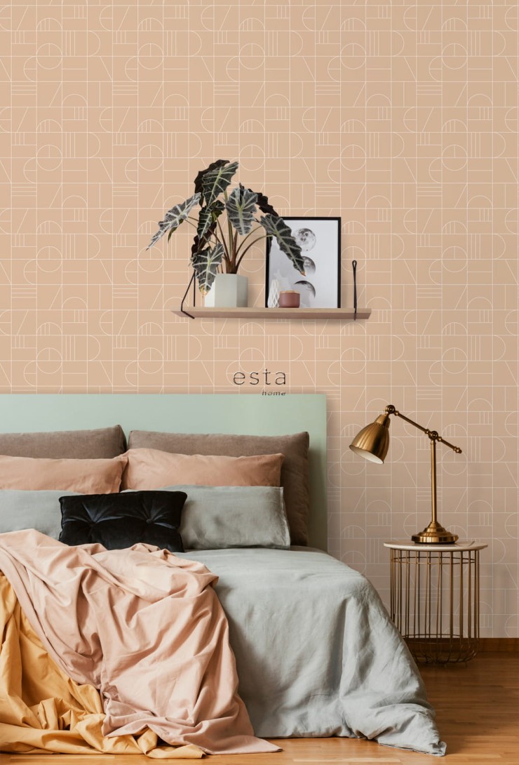 Tapeta Esta Art Deco 139208 Motif Peach Pink and White