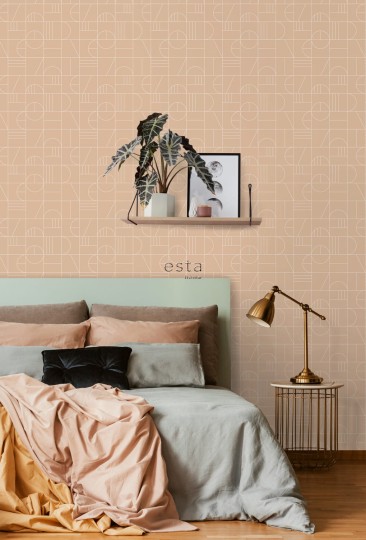 Tapeta Esta Art Deco 139208 Motif Peach Pink and White