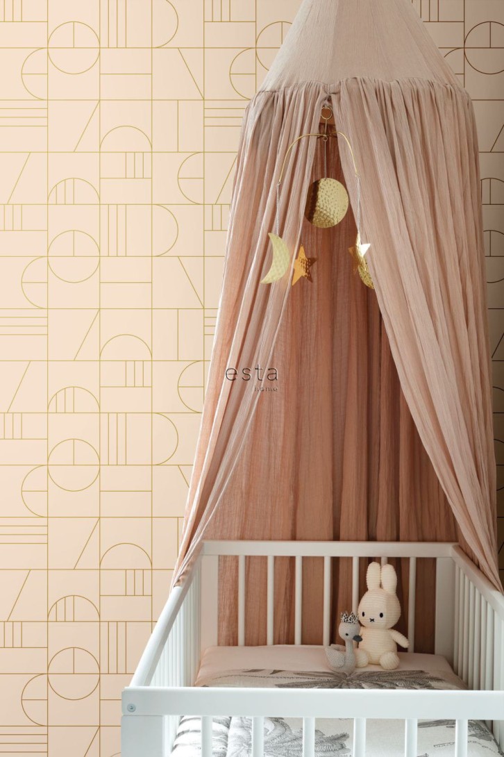 Tapeta Esta Art Deco 139206 Motif Light Peach Pink and Gold