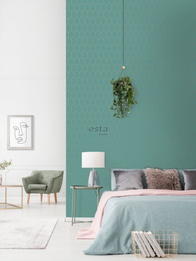Tapeta Esta Art Deco 139204 Motif Sea Green and Gold