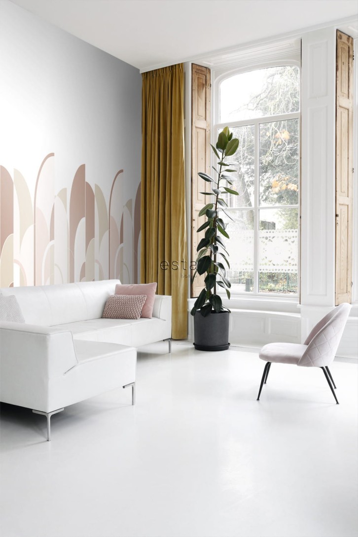 Mural Esta Art Deco 158959 Motif Terracotta Red and Soft Pink