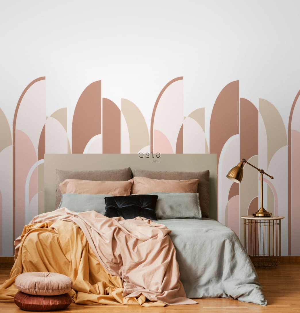 Mural Esta Art Deco 158959 Motif Terracotta Red and Soft Pink