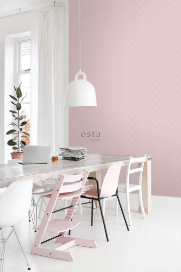 Tapeta Esta Art Deco 139220 Herringbone Pink and White