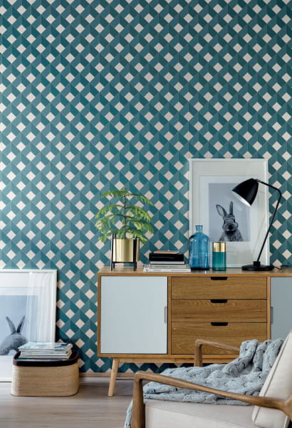 Caselio Only Blue 100126062 Spaces Square - tapeta geometryczna