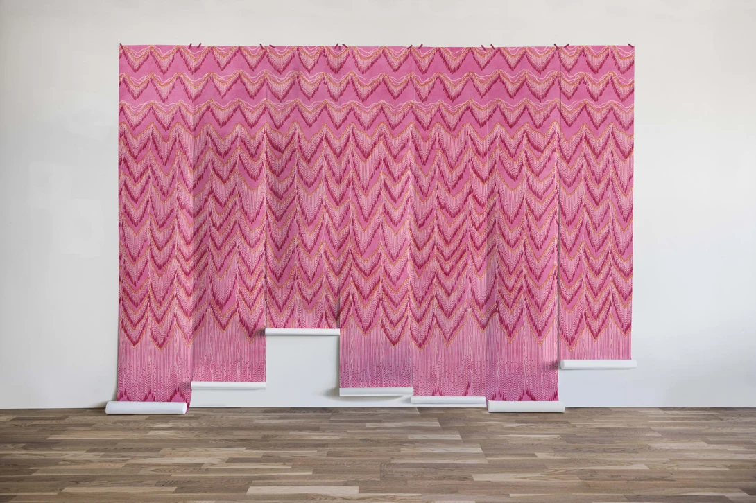Fototapeta Rebel Walls Zandra Rhodes R17941 Fringed Follies Dawn Hot Pink - tapeta frędzle