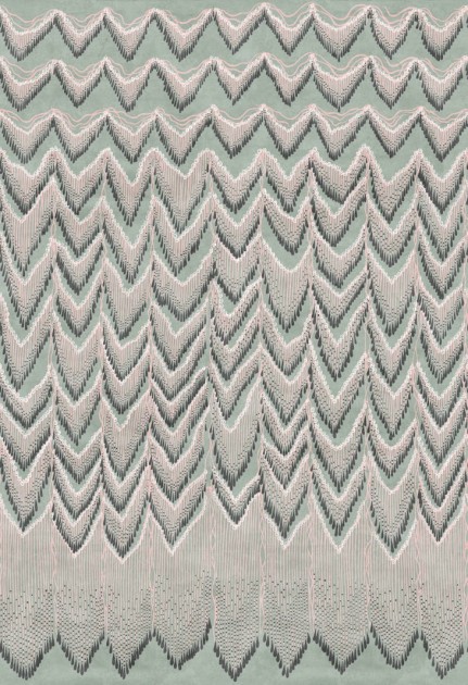 Fototapeta Rebel Walls Zandra Rhodes R17943 Fringed Follies Dawn Mint - tapeta frędzle