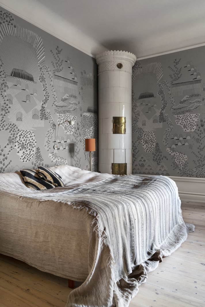 Fototapeta Rebel Walls Zandra Rhodes R17932 Ayers Rock Graphite - tapeta trawa spinifex