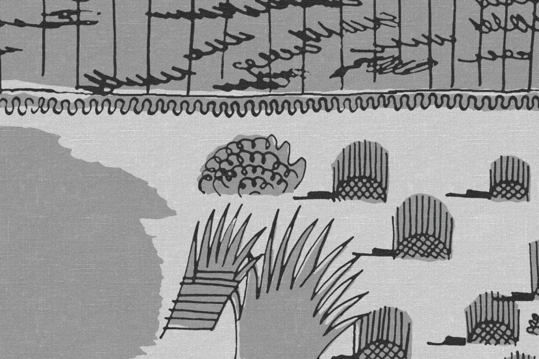 Fototapeta Rebel Walls Zandra Rhodes R17932 Ayers Rock Graphite - tapeta trawa spinifex