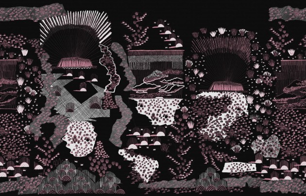 Fototapeta Rebel Walls Zandra Rhodes R17933 Ayers Rock Sunrise - tapeta trawa spinifex