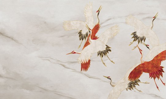 Wall Art Creamy Tsuru - mural żurawie