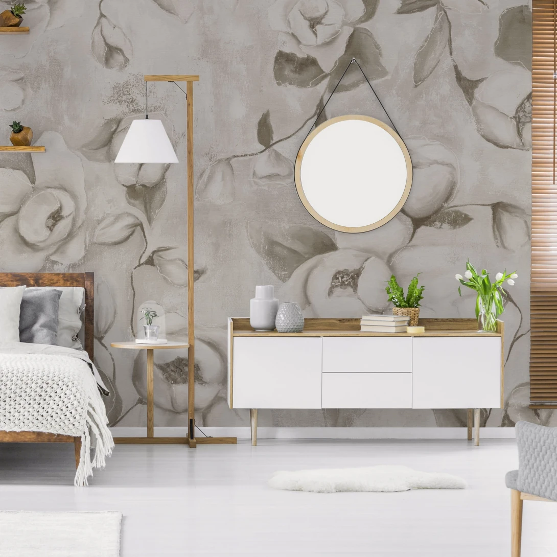 Wall Art Kotone Beige - mural w kwiaty